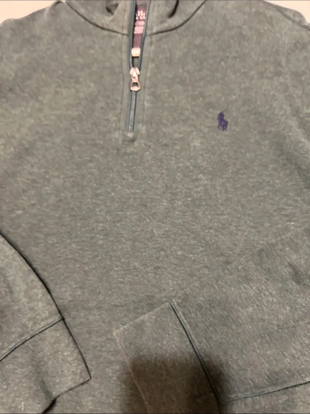 Polo by Ralph Lauren Men's Heather Forest Green Half-Zip Sweater
